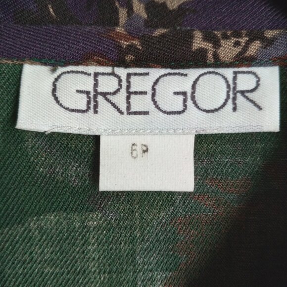 Gregor Green Floral Long-Sleeve Wool Blend Blouse Size 6P - Picture 6 of 7